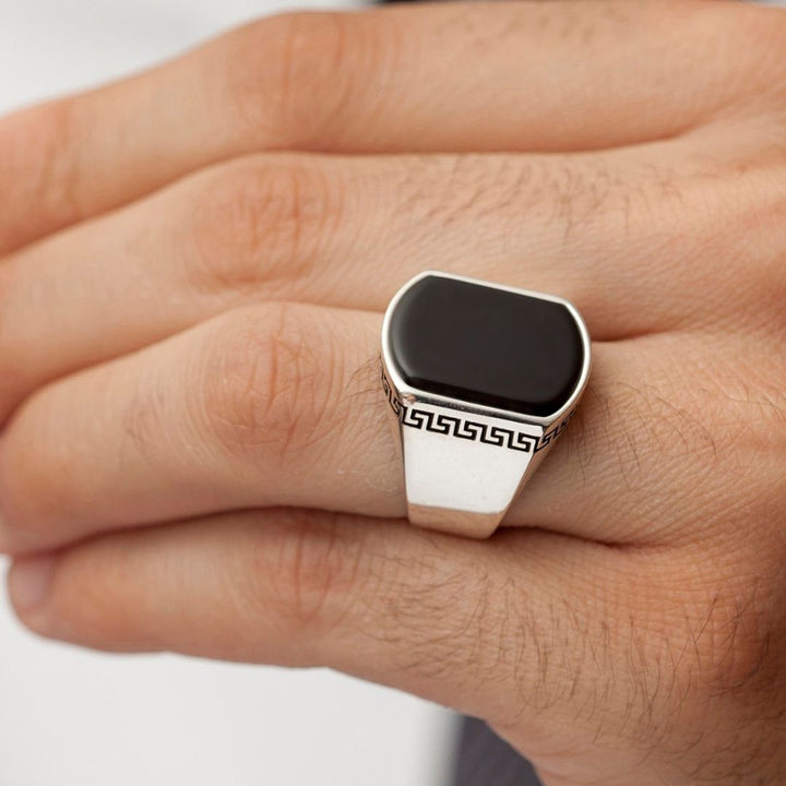 The Izmir Black Aqeeq Ring