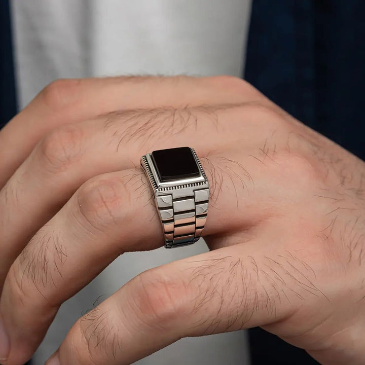 Byzantine Black Aqeeq Ottoman Ring