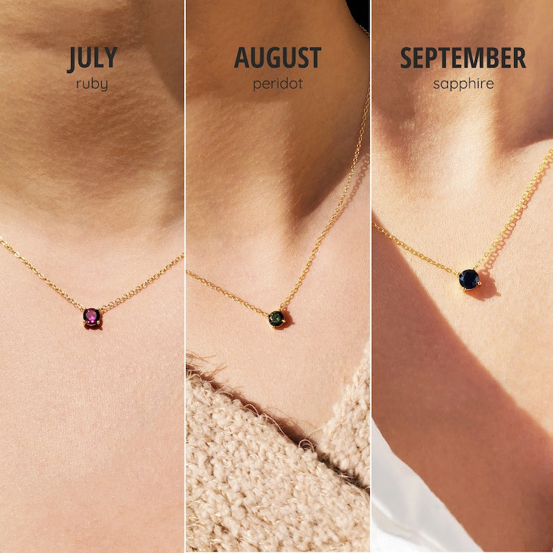 Solitaire Birthstone Necklace
