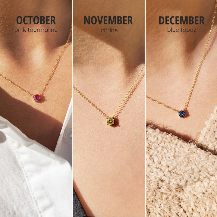 Solitaire Birthstone Necklace