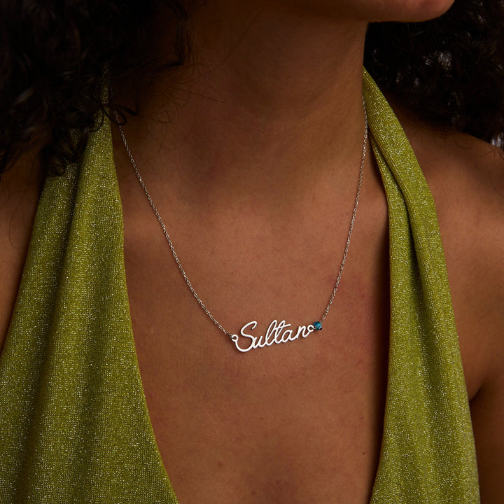 Prestige Birthstone Name Necklace