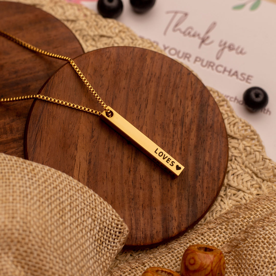 Engraved Name 3D Bar - Gold