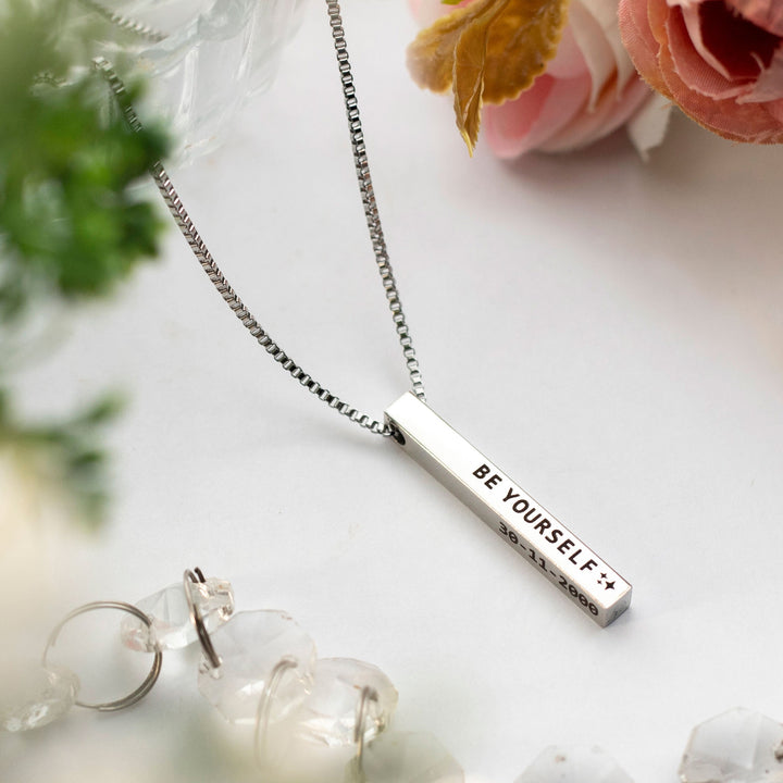 Engraved Name 3D Bar - Silver