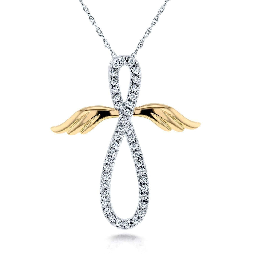 ANGEL WINGS DIAMOND CROSS NECKLACE - 925 SILVER - SENSATION Pakistan