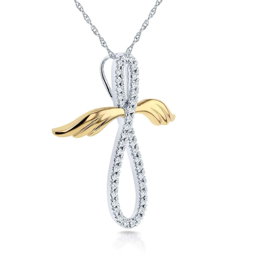 ANGEL WINGS DIAMOND CROSS NECKLACE - 925 SILVER - SENSATION Pakistan