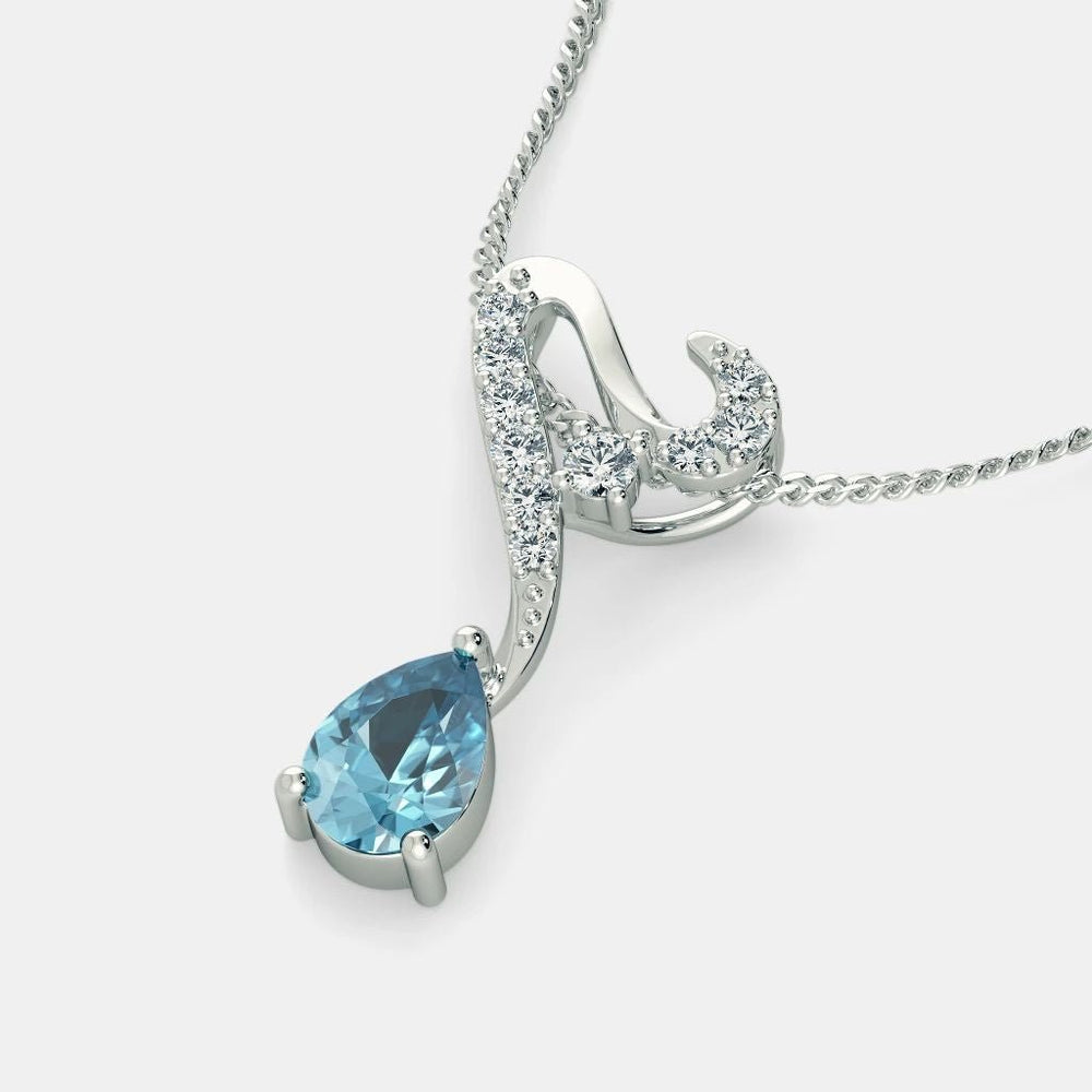 Aquamarine Zircon Necklace - 925 SILVER - SENSATION Pakistan