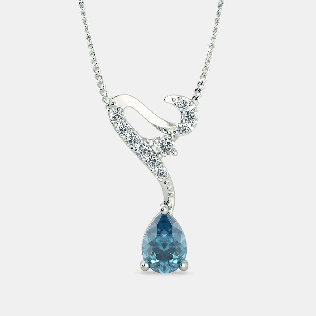 Aquamarine Zircon Necklace - 925 SILVER - SENSATION Pakistan