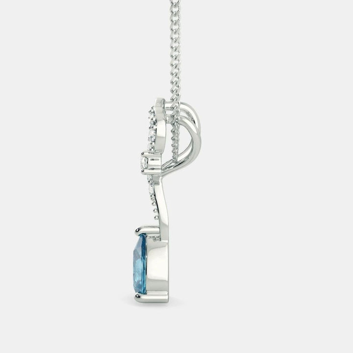 Aquamarine Zircon Necklace - 925 SILVER - SENSATION Pakistan