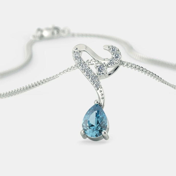 Aquamarine Zircon Necklace - 925 SILVER - SENSATION Pakistan