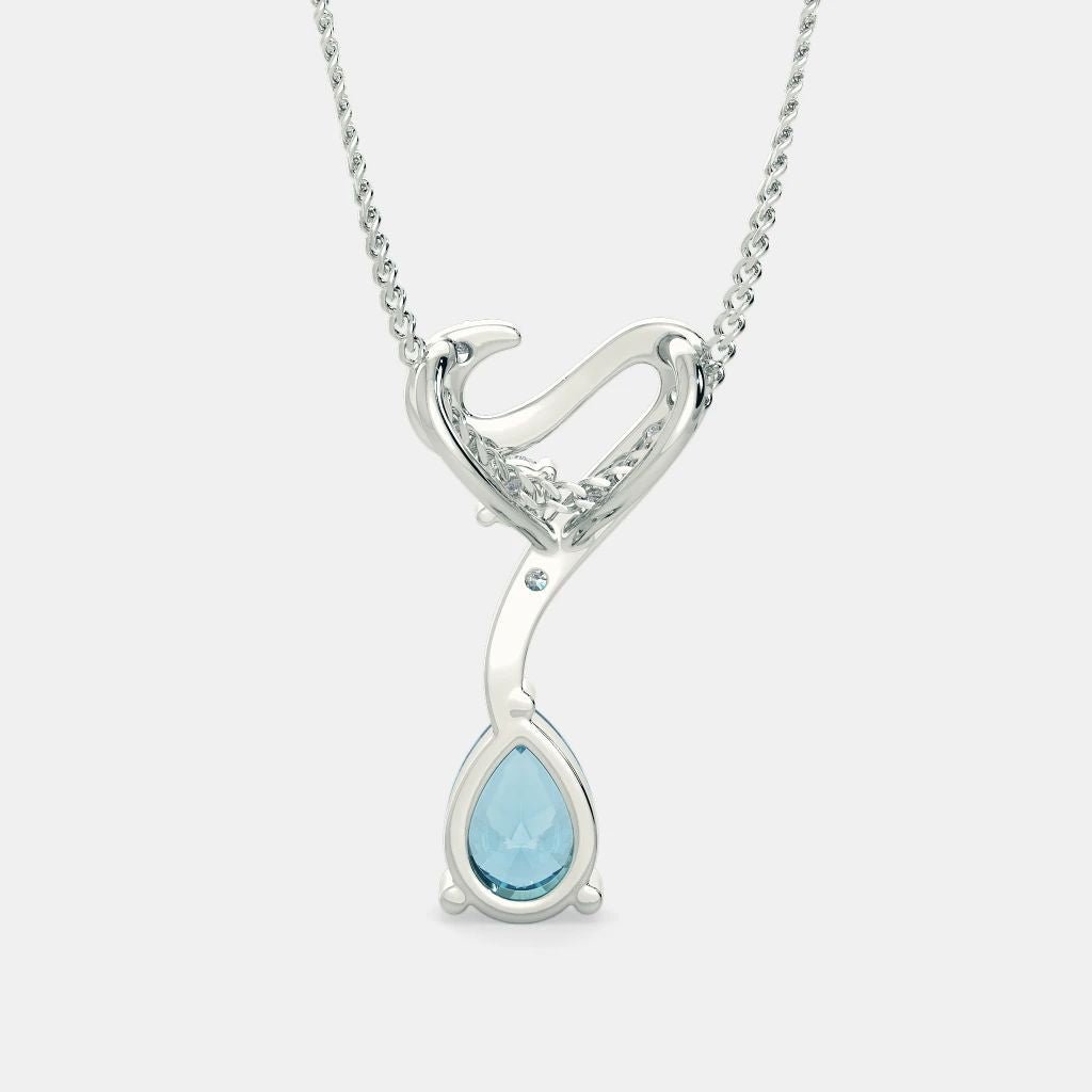 Aquamarine Zircon Necklace - 925 SILVER - SENSATION Pakistan