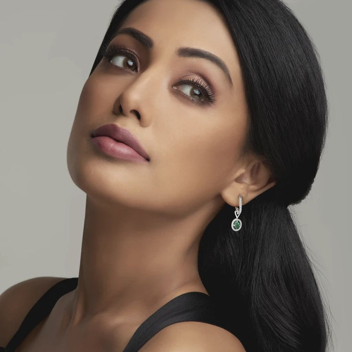Atlantis Emerald Diamond Earrings - 925 SILVER - SENSATION Pakistan