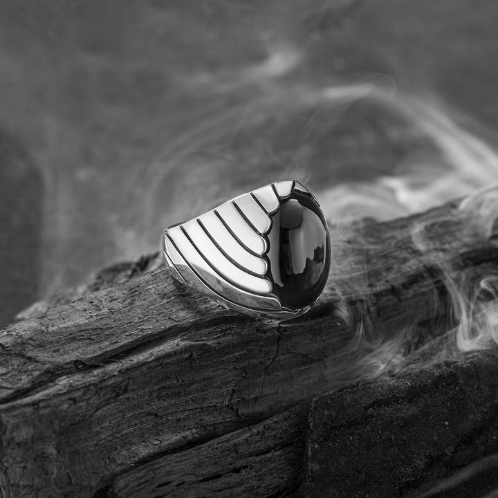 BLACK OCEAN WAVES MEN'S RING | BLACK ONYX - SENSATION Pakistan