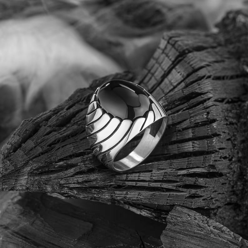 BLACK OCEAN WAVES MEN'S RING | BLACK ONYX - SENSATION Pakistan