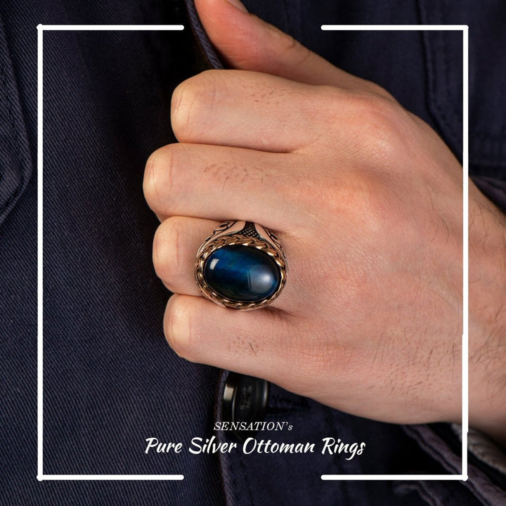 BLUE OCEAN OTTOMAN RING - 925 SILVER - SENSATION Pakistan