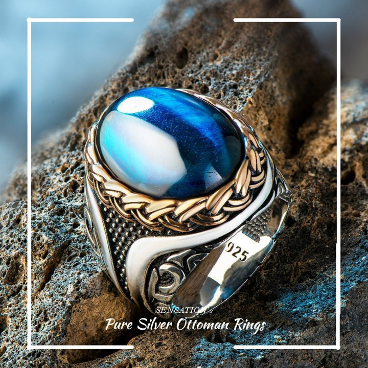 BLUE OCEAN OTTOMAN RING - 925 SILVER - SENSATION Pakistan