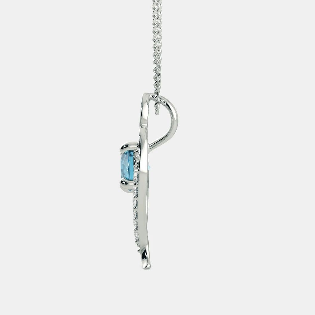BLUE OCEAN ZIRCON NECKLACE - 925 SILVER - SENSATION Pakistan