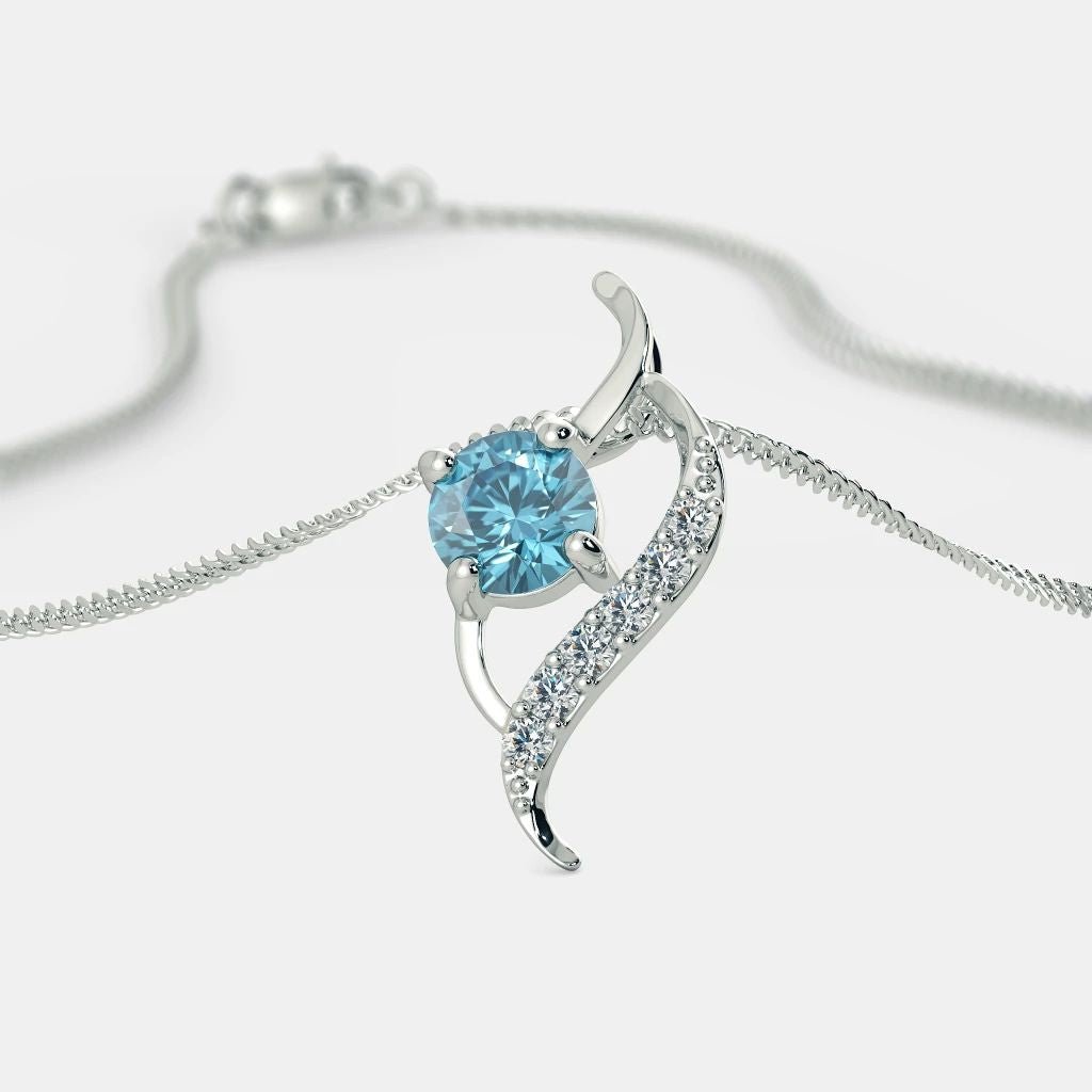 BLUE OCEAN ZIRCON NECKLACE - 925 SILVER - SENSATION Pakistan