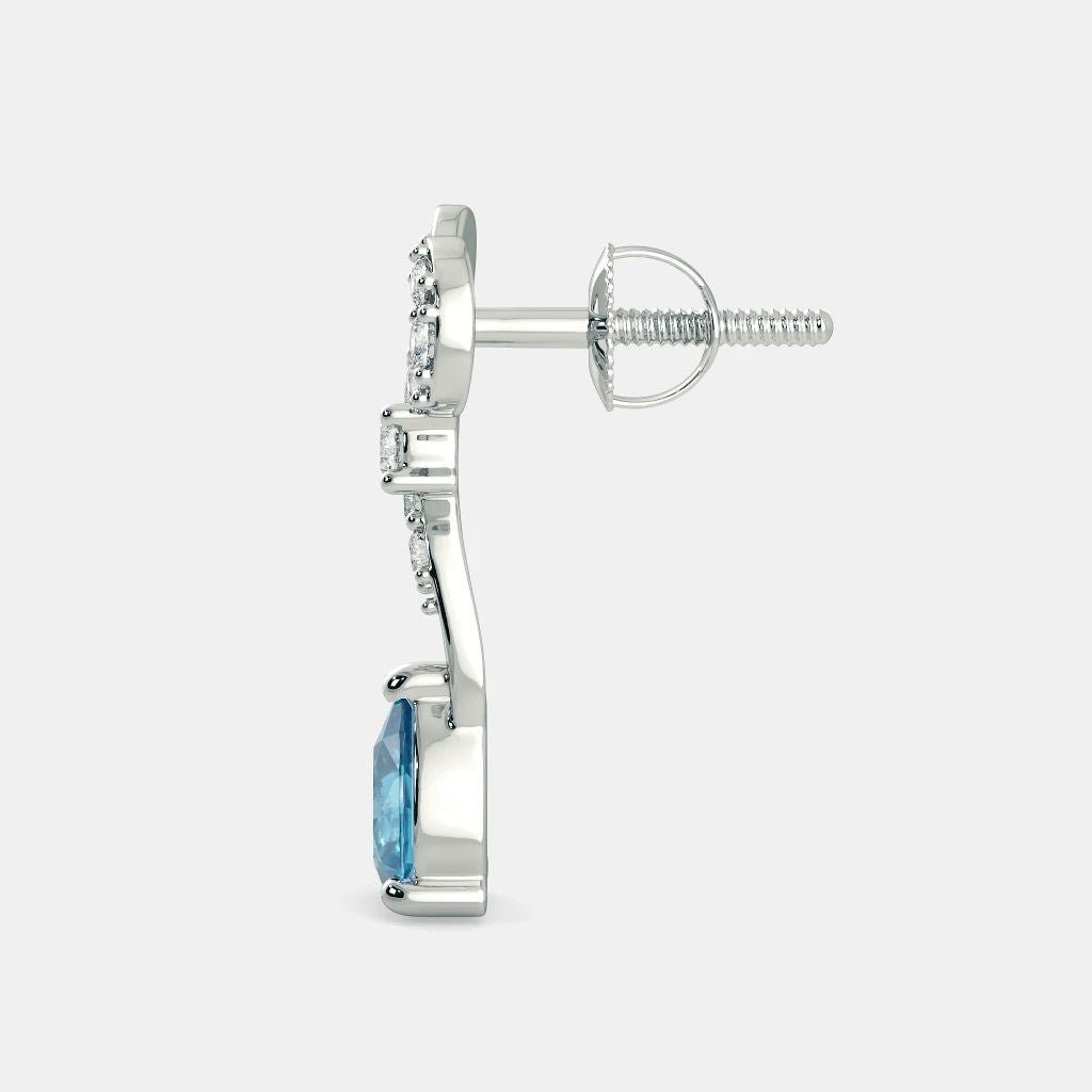 Blue Topaz Diamond Earrings -925 SILVER - SENSATION Pakistan