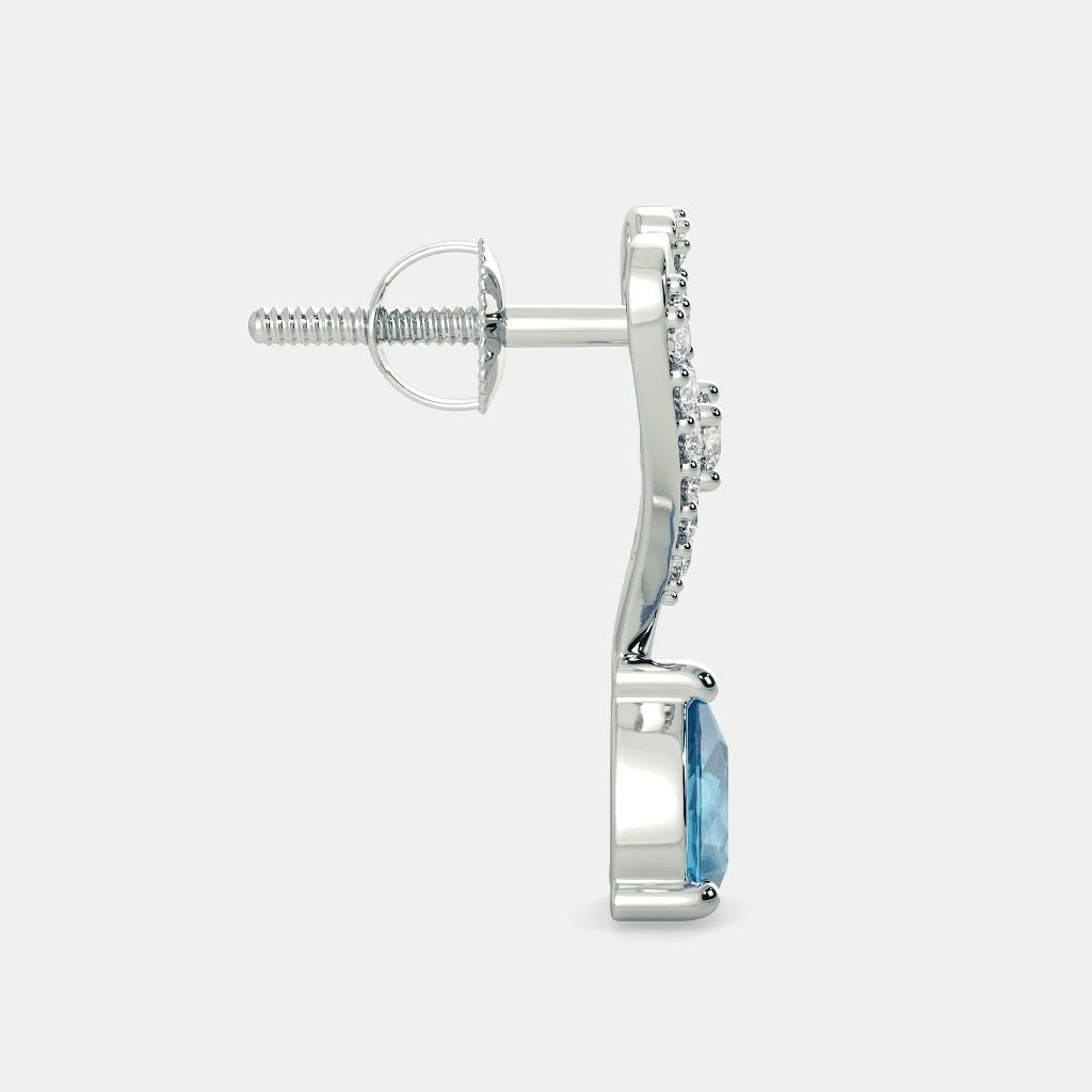 Blue Topaz Diamond Earrings -925 SILVER - SENSATION Pakistan