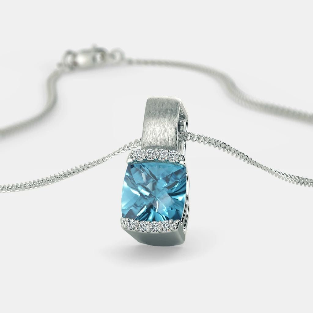 Blue Topaz Zircon Necklace - 925 SILVER - SENSATION Pakistan