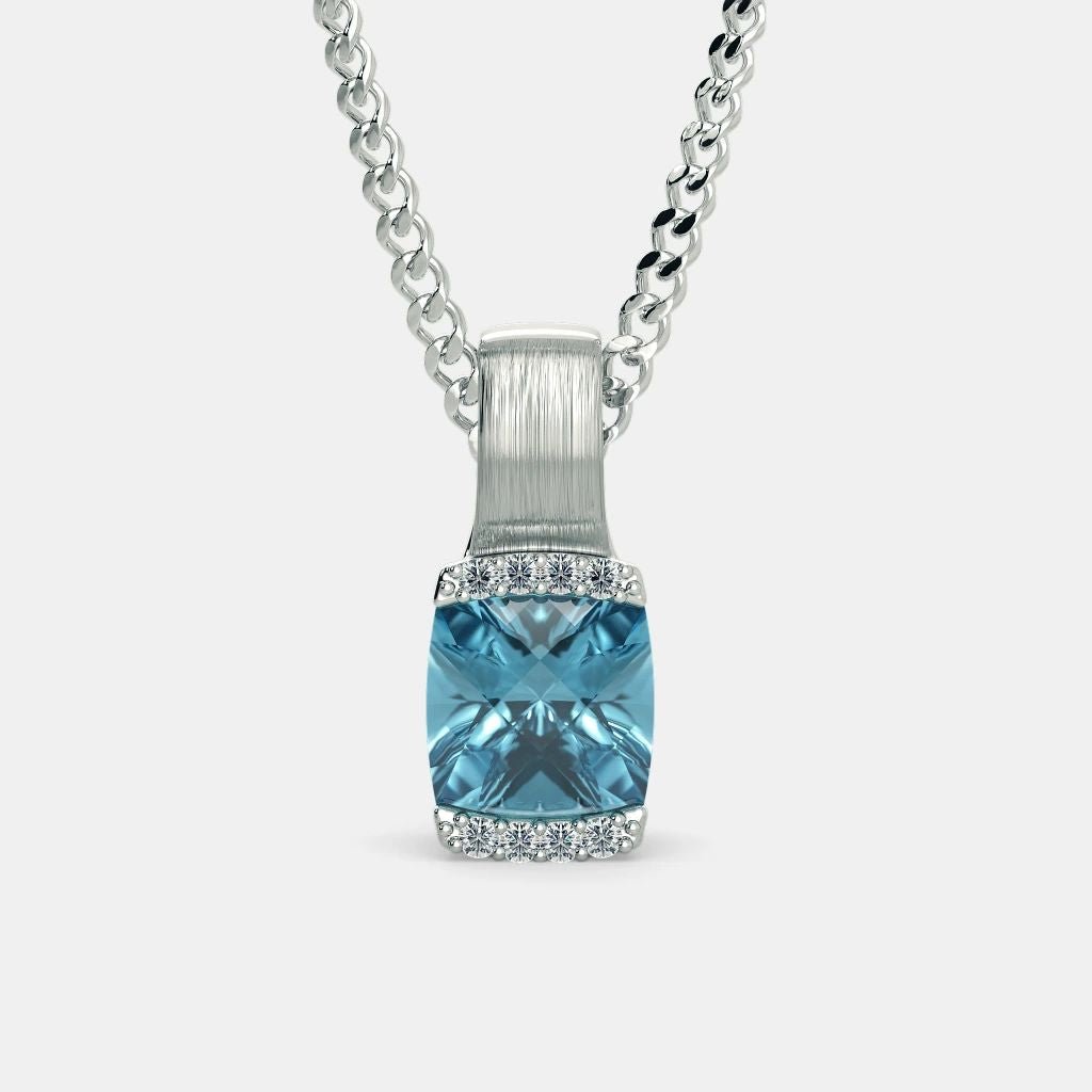 Blue Topaz Zircon Necklace - 925 SILVER - SENSATION Pakistan