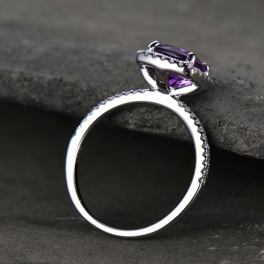 Cushion Cut Purple Amethyst Ring - 925 SILVER - SENSATION Pakistan