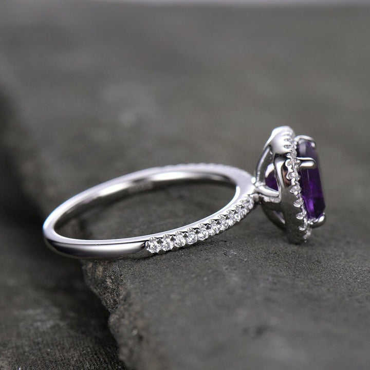 Cushion Cut Purple Amethyst Ring - 925 SILVER - SENSATION Pakistan