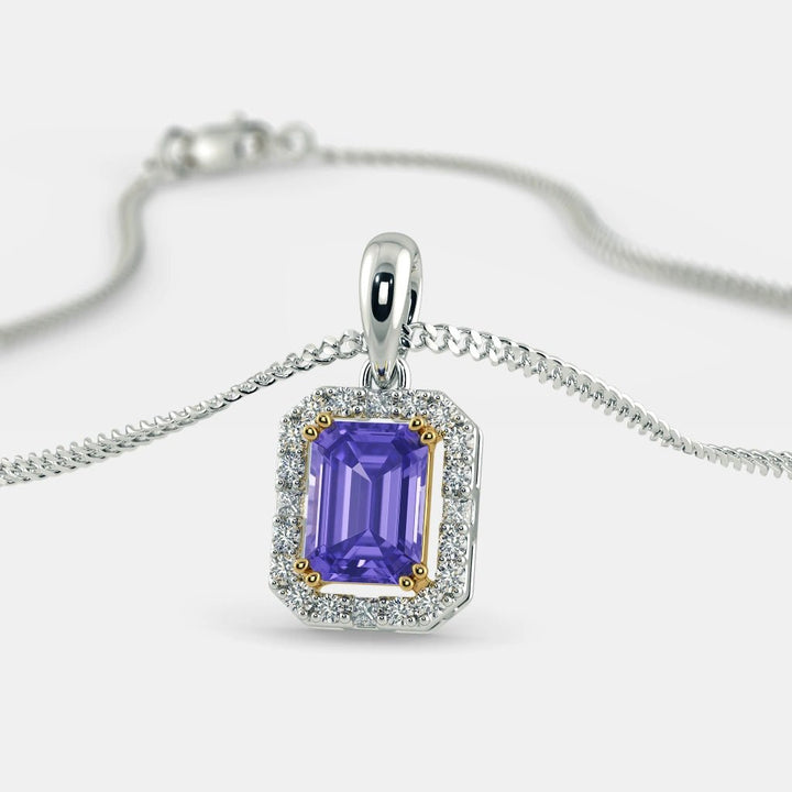 DAZZLING PURPLE DIAMOND NECKLACE - 925 SILVER - SENSATION Pakistan