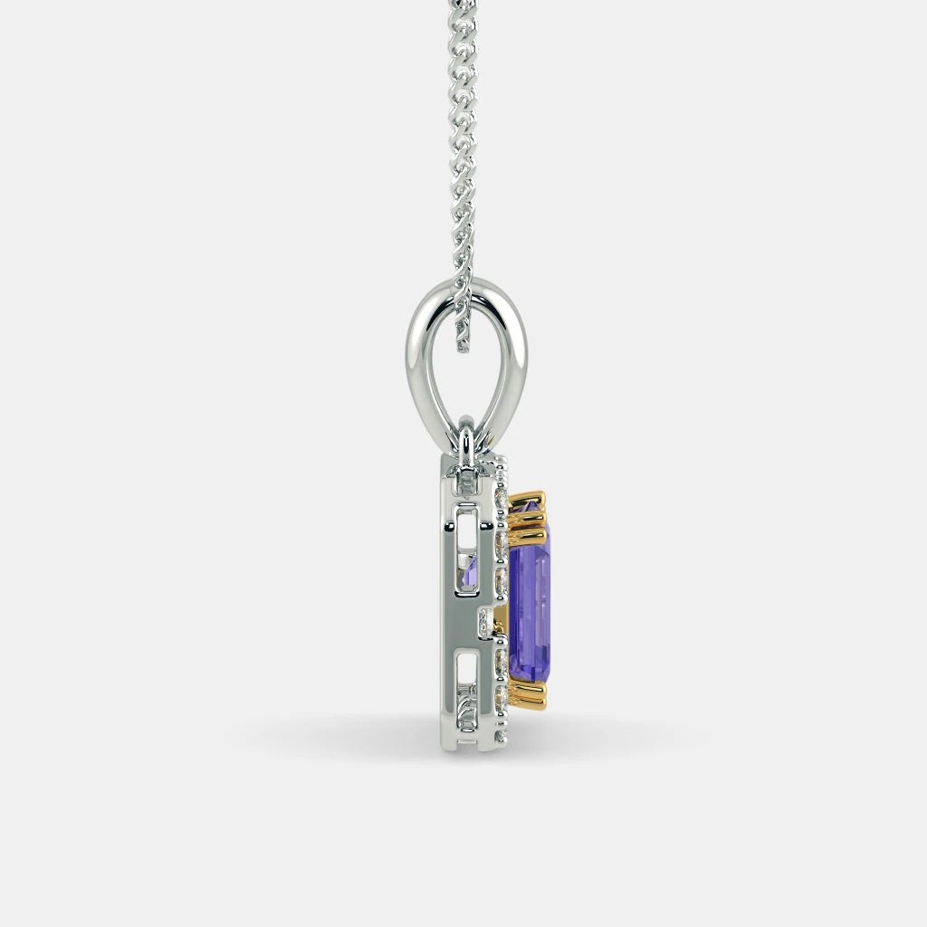 DAZZLING PURPLE DIAMOND NECKLACE - 925 SILVER - SENSATION Pakistan