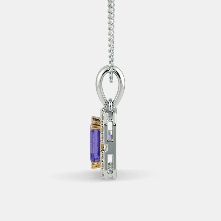 DAZZLING PURPLE DIAMOND NECKLACE - 925 SILVER - SENSATION Pakistan