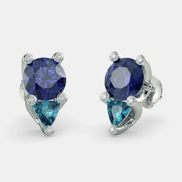 Diana Blue Sapphire Earings- 925 SILVER - SENSATION Pakistan