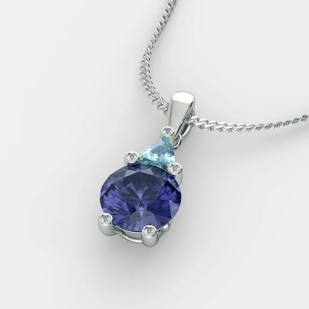 Diana Blue Sapphire Necklace - 925 SILVER - SENSATION Pakistan