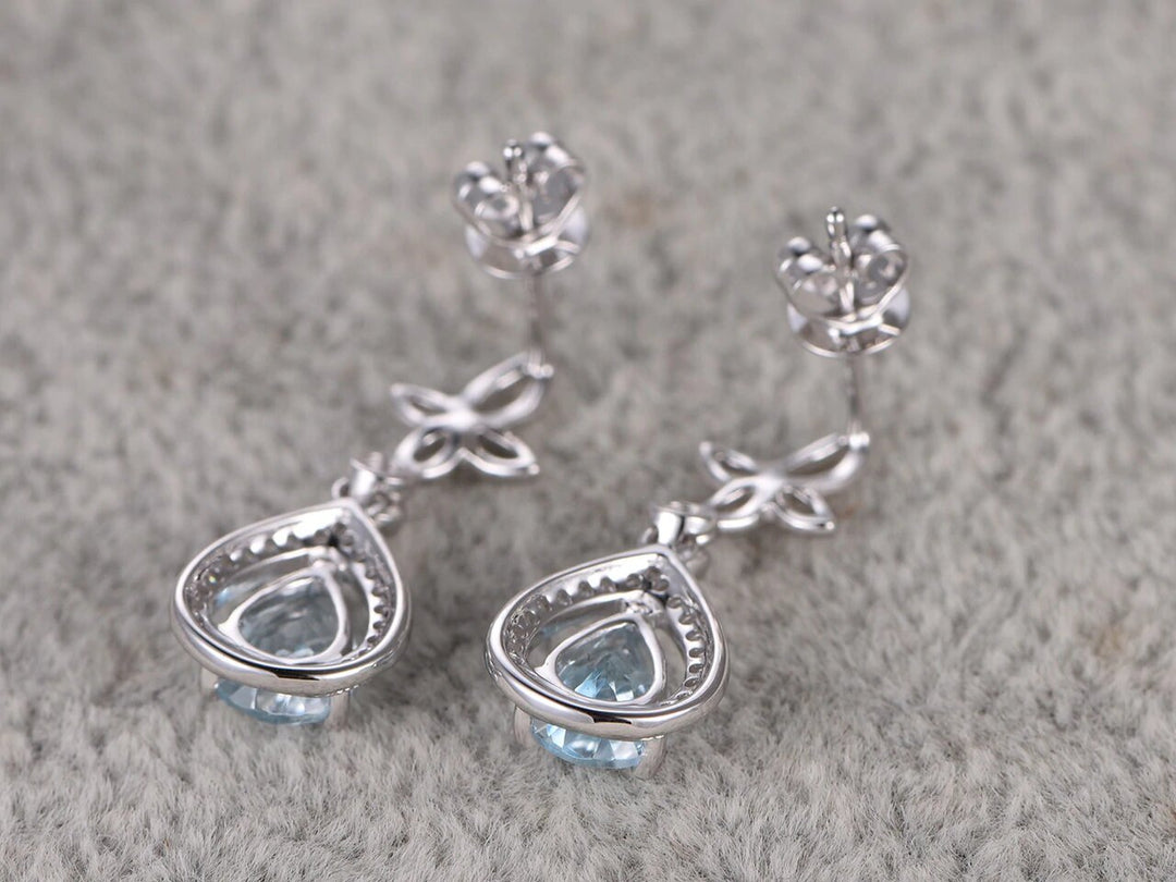 Aquamarine Dangle Earrings - 925 SILVER