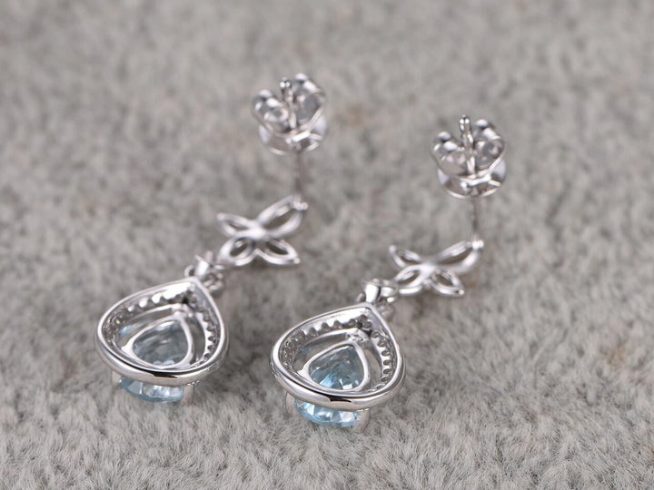 Aquamarine Dangle Earrings - 925 SILVER