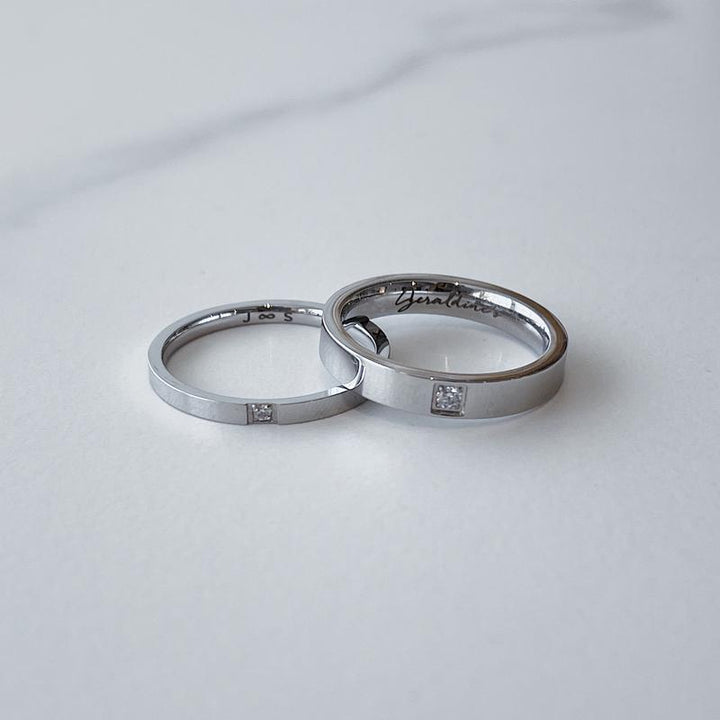 PURE SILVER PERSONALIZED COUPLE BAND RINGS - SENSATION Pakistan