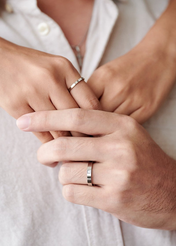 PURE SILVER PERSONALIZED COUPLE BAND RINGS - SENSATION Pakistan