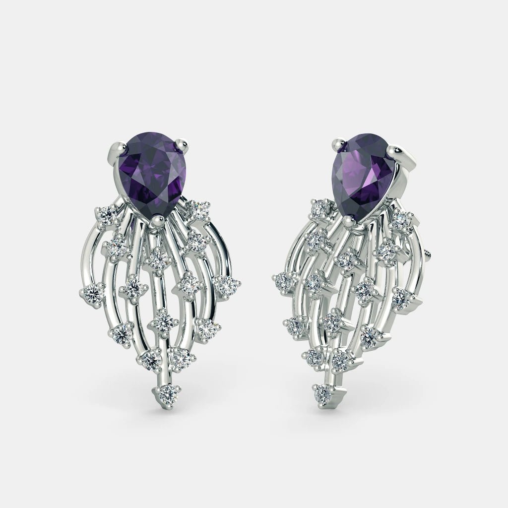 Purple and 2025 silver earrings