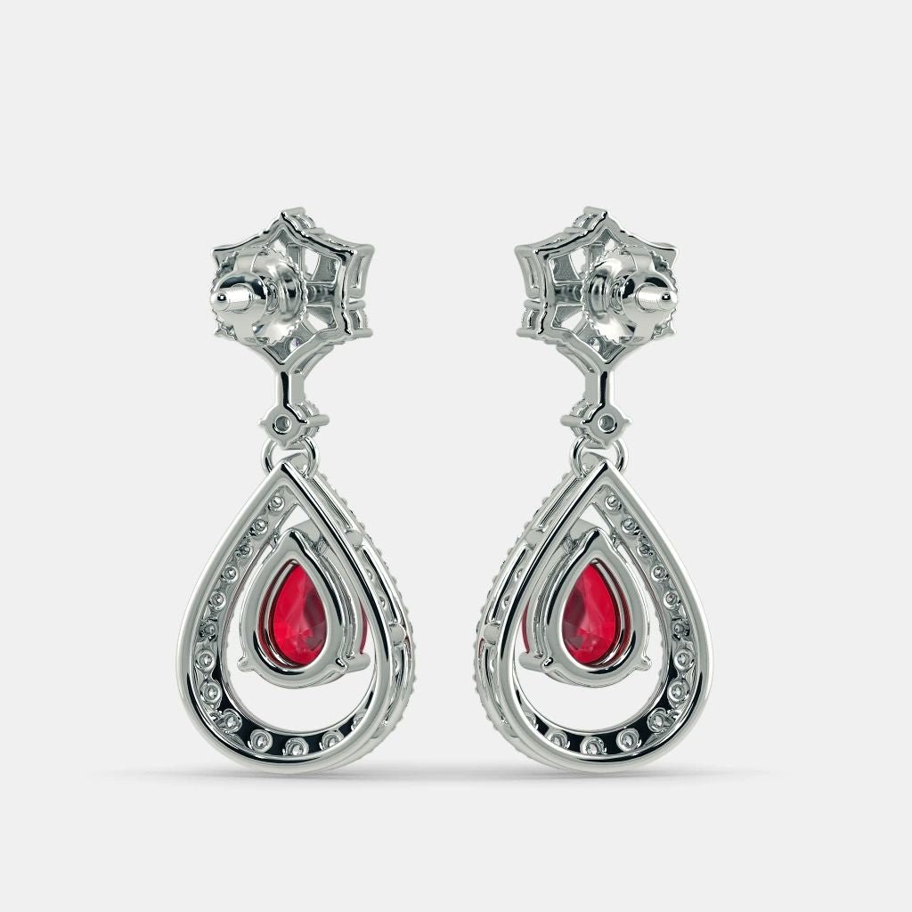 RED RUBY DIAMOND EARRING - 925 SILVER - SENSATION Pakistan
