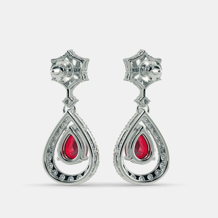 RED RUBY DIAMOND EARRING - 925 SILVER - SENSATION Pakistan
