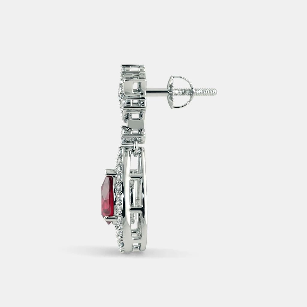 RED RUBY DIAMOND EARRING - 925 SILVER - SENSATION Pakistan
