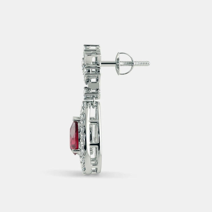 RED RUBY DIAMOND EARRING - 925 SILVER - SENSATION Pakistan