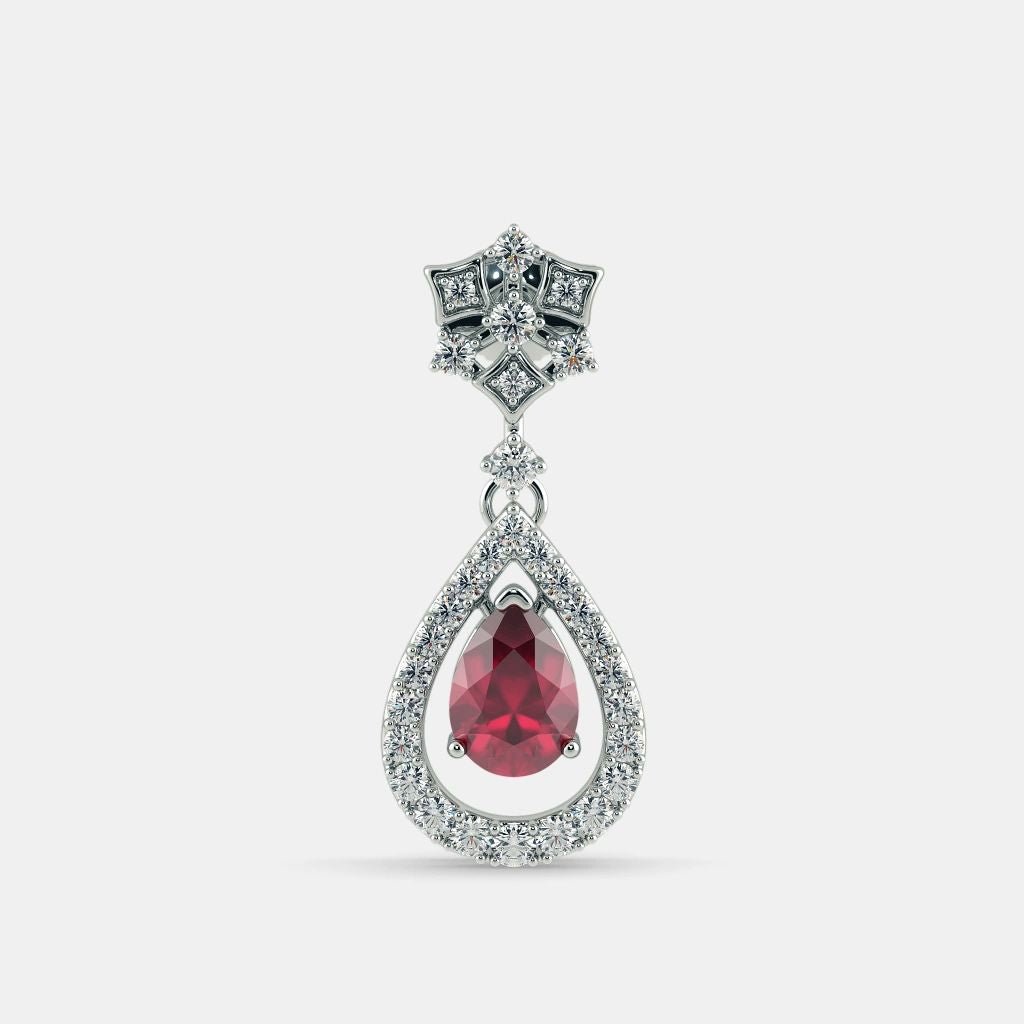 RED RUBY DIAMOND EARRING - 925 SILVER - SENSATION Pakistan