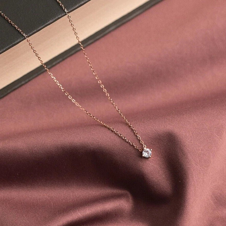 SOLITAIRE ONE DIAMOND NECKLACE - 925 SILVER - SENSATION Pakistan