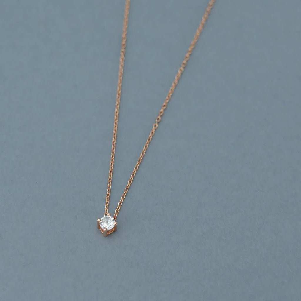 SOLITAIRE ONE DIAMOND NECKLACE - 925 SILVER - SENSATION Pakistan