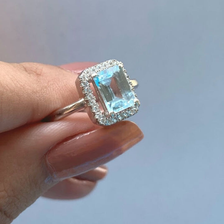 SQUARE CUT AQUAMARINE SOUL - 925 SILVER - SENSATION Pakistan