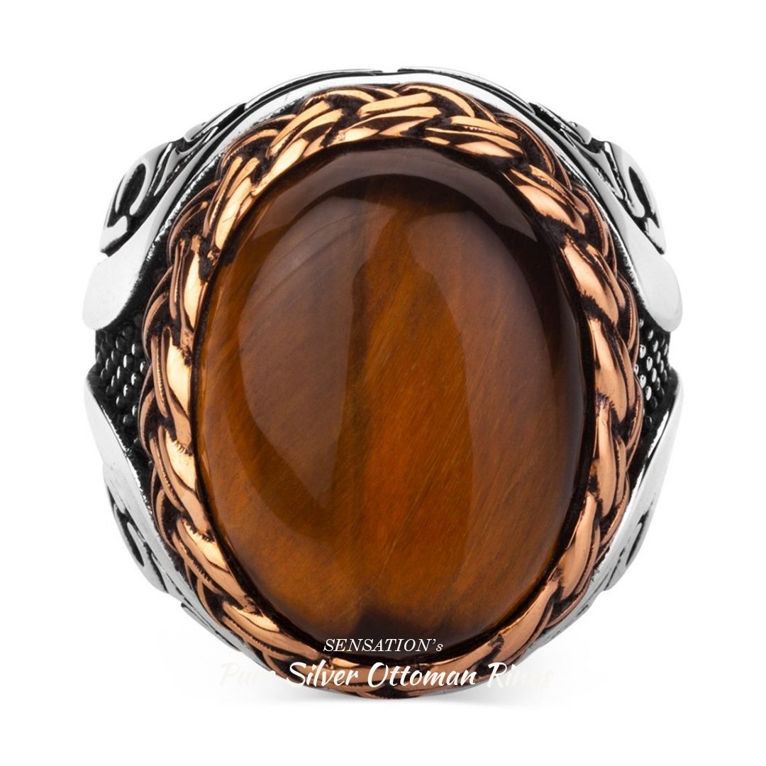 Tiger Eye Ottoman Men's Ring - 925 SILVER - SENSATION Pakistan