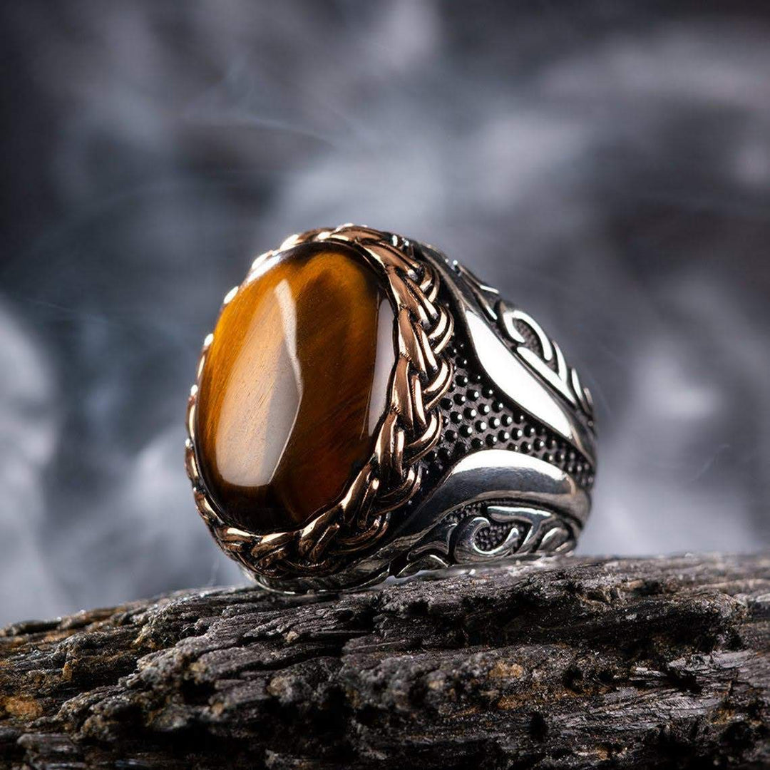 Tiger Eye Ottoman Men's Ring - 925 SILVER - SENSATION Pakistan