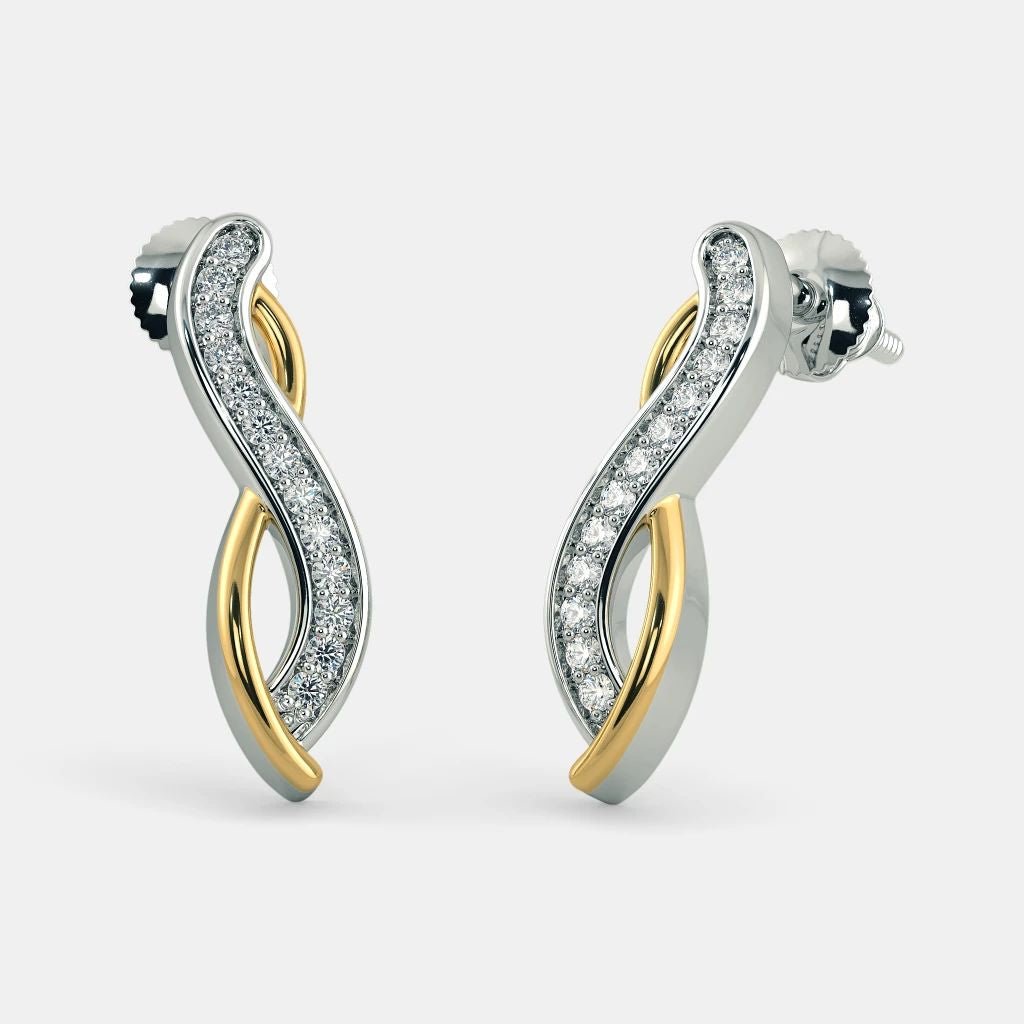 Twisted Diamond Earrings - 925 SILVER - SENSATION Pakistan