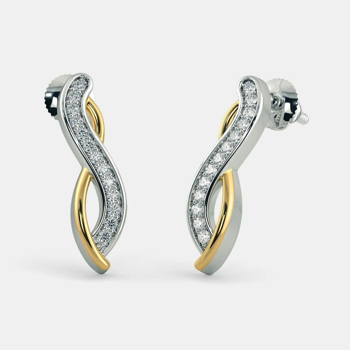 Twisted Diamond Earrings - 925 SILVER - SENSATION Pakistan