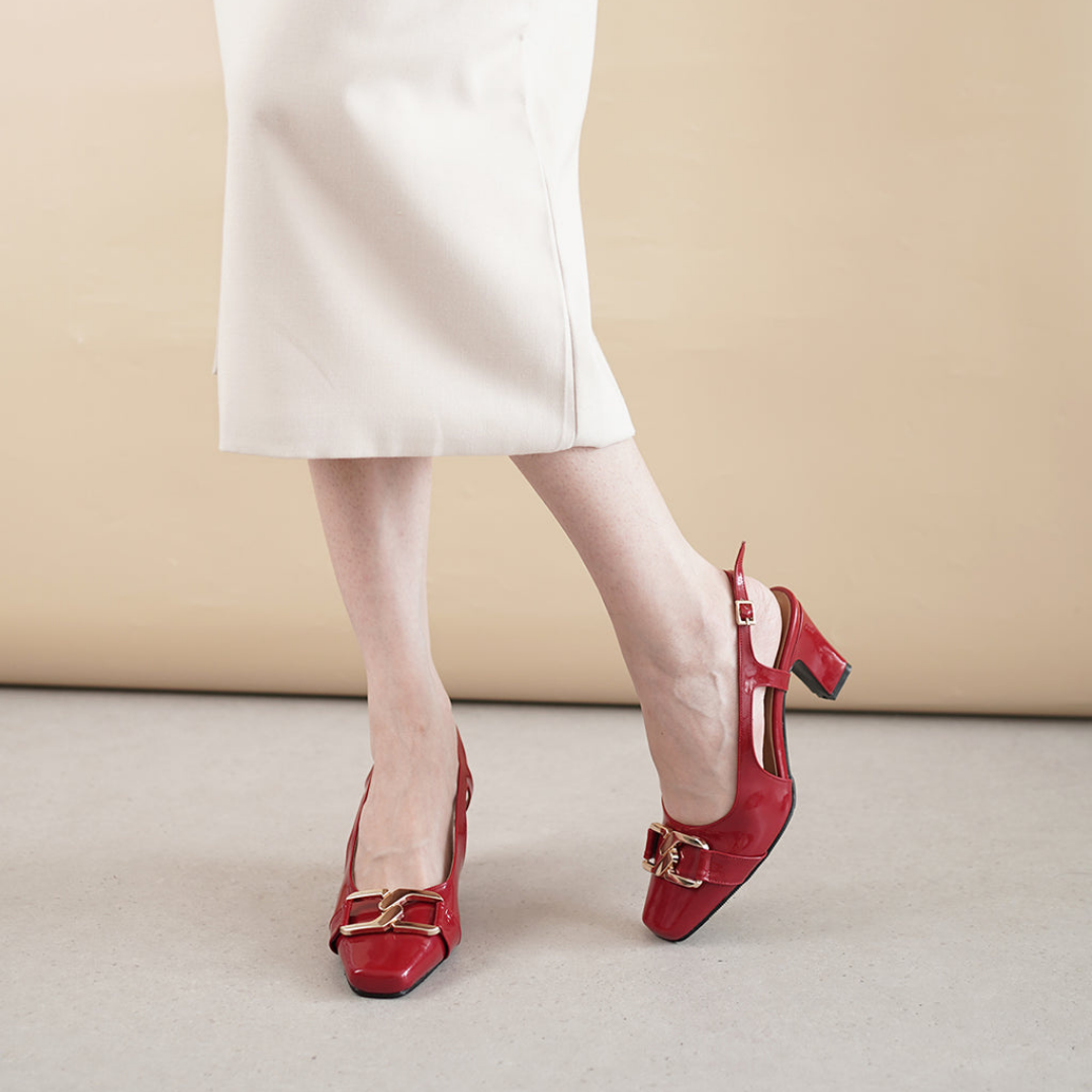 Kiara Block Heels Red